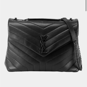NOT YSL | Loulou Matelasse Chain Shoulder Bag Black on Black Leather